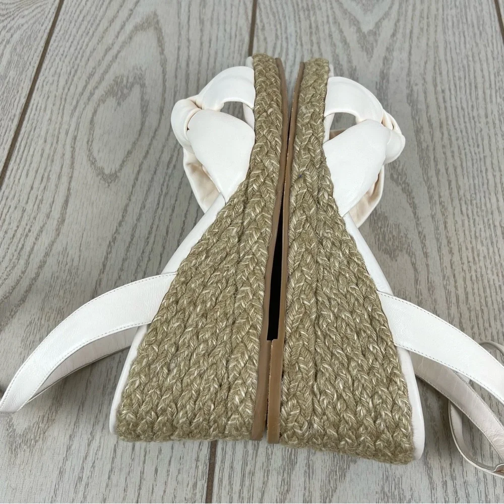 Stuart Weitzman Playa Espadrille Knot Wedge Sandals 41.5/11B Seashell $395